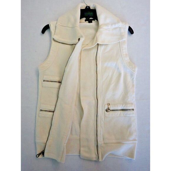 Citizens of Humanity 860-069 Women's Sz Small Beige 100% Cotton Full Zip Vest - Picture 6 of 6